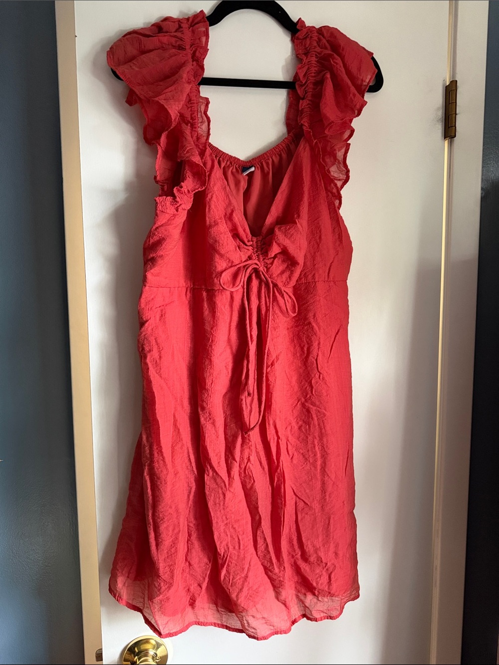 Red Ruffled Sleeveless Sleep Chemise